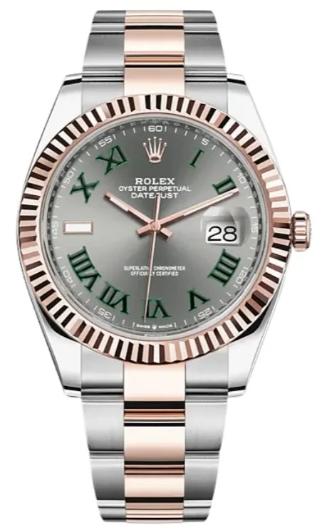 Rolex Steel and Rose Gold Datejust 41mm - Fluted Bezel - Slate Gray Wimbledon Roman Dial (Reference #126331)