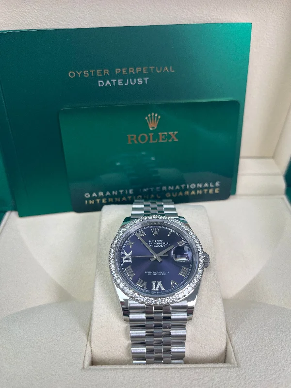 rolex-steel-datejust-36-watch-diamond-bezel-aubergine-purple-diamond-roman-vi-and-ix-dial-jubilee-bracelet-reference-126284rbr