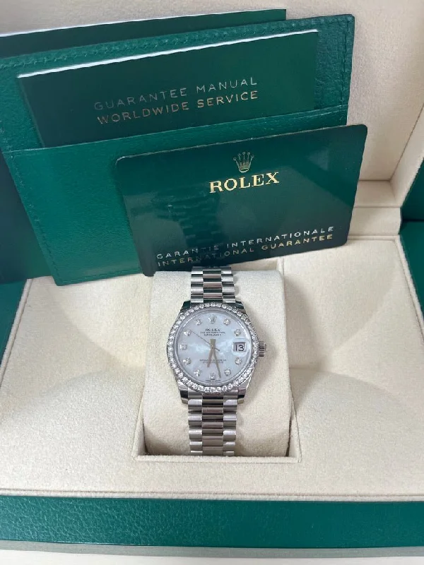 rolex-white-gold-datejust-31-watch-diamond-bezel-mother-of-pearl-diamond-dial-president-bracelet-reference-278289rbr