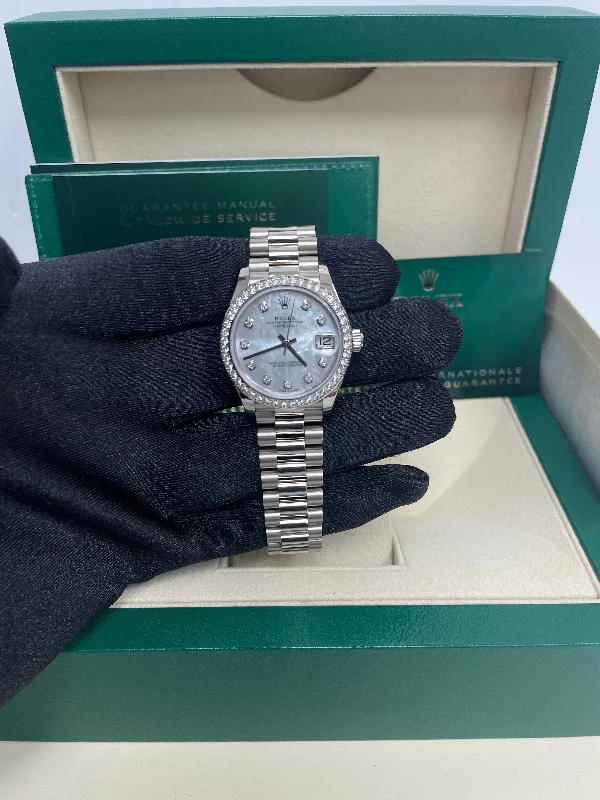 rolex-white-gold-datejust-31-watch-diamond-bezel-mother-of-pearl-diamond-dial-president-bracelet-reference-278289rbr