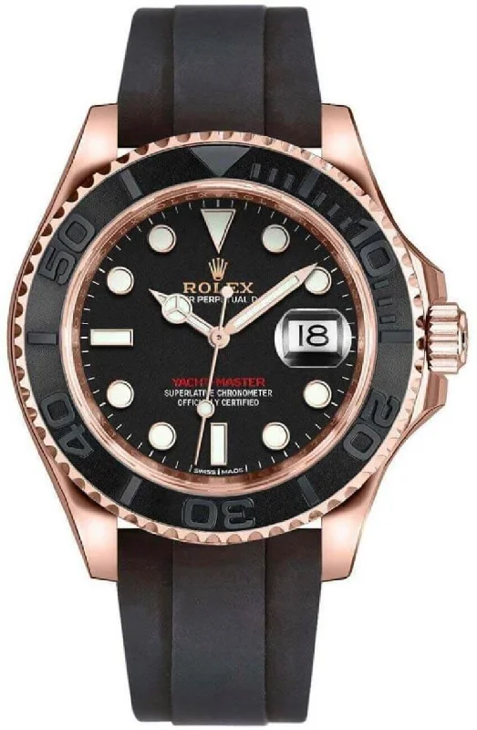 Rolex Yacht-Master 40 Rose Gold Oysterflex Black Dial 116655