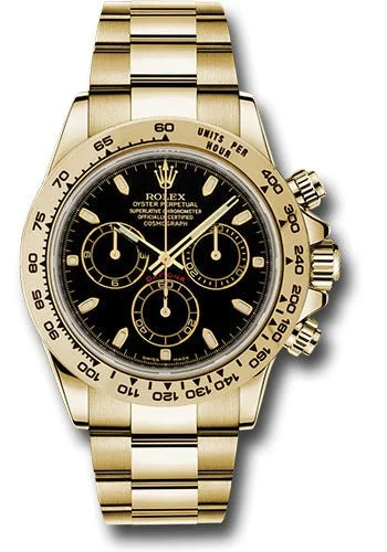 Rolex Yellow Gold Cosmograph Daytona 40 Watch - Black Index Dial (Ref # 116508)